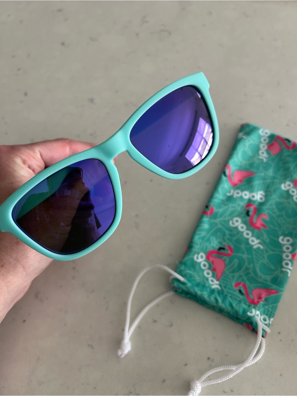 Turquoise Frame Sunglasses with Blue Mirrored Lenses